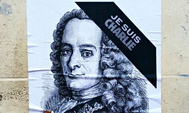 Voltaire on a Je suis Charlie poster